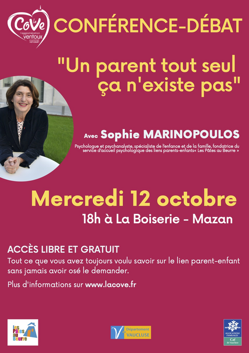 Conférence-débat "Un parent tout seul ça n'existe pas" avec Sophie Marinopoulos